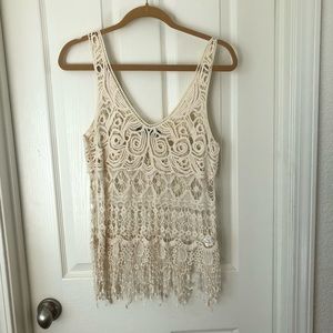 Dulcie Crochet lace Tank wiht tassels Medium